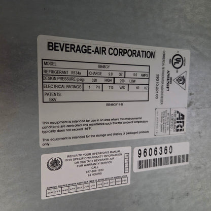 [USED] Beverage Air BB48GY 48" 2 Swing Glass Door Back Bar Refrigeration