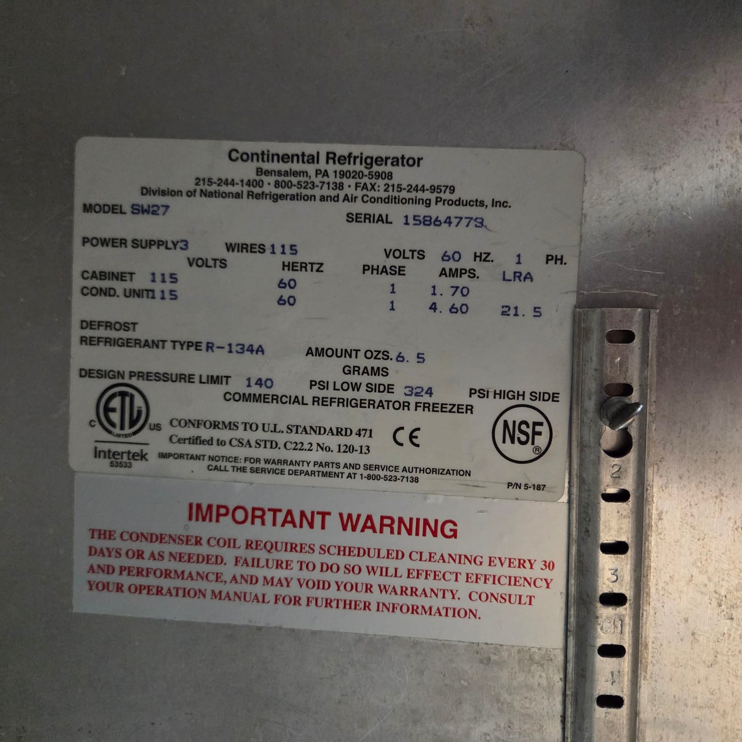 [USED] Continental SW27 27" Undercounter Refrigerator