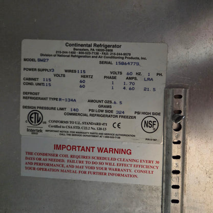 [USED] Continental SW27 27" Undercounter Refrigerator