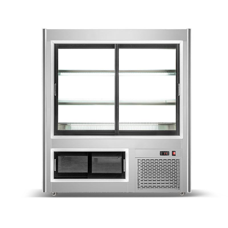 Frio FRDC-48-HC 48" Refrigerated Slanted Glass Display Case w/ Built-in Drain and Rear Storage