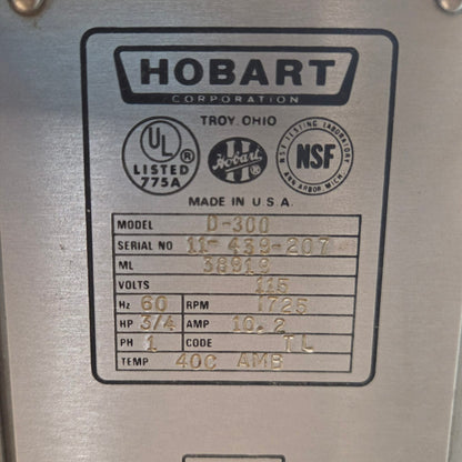 [USED] Hobart D-300 30 Qt. Dough Mixer w/ Bowl & Hook - 115V
