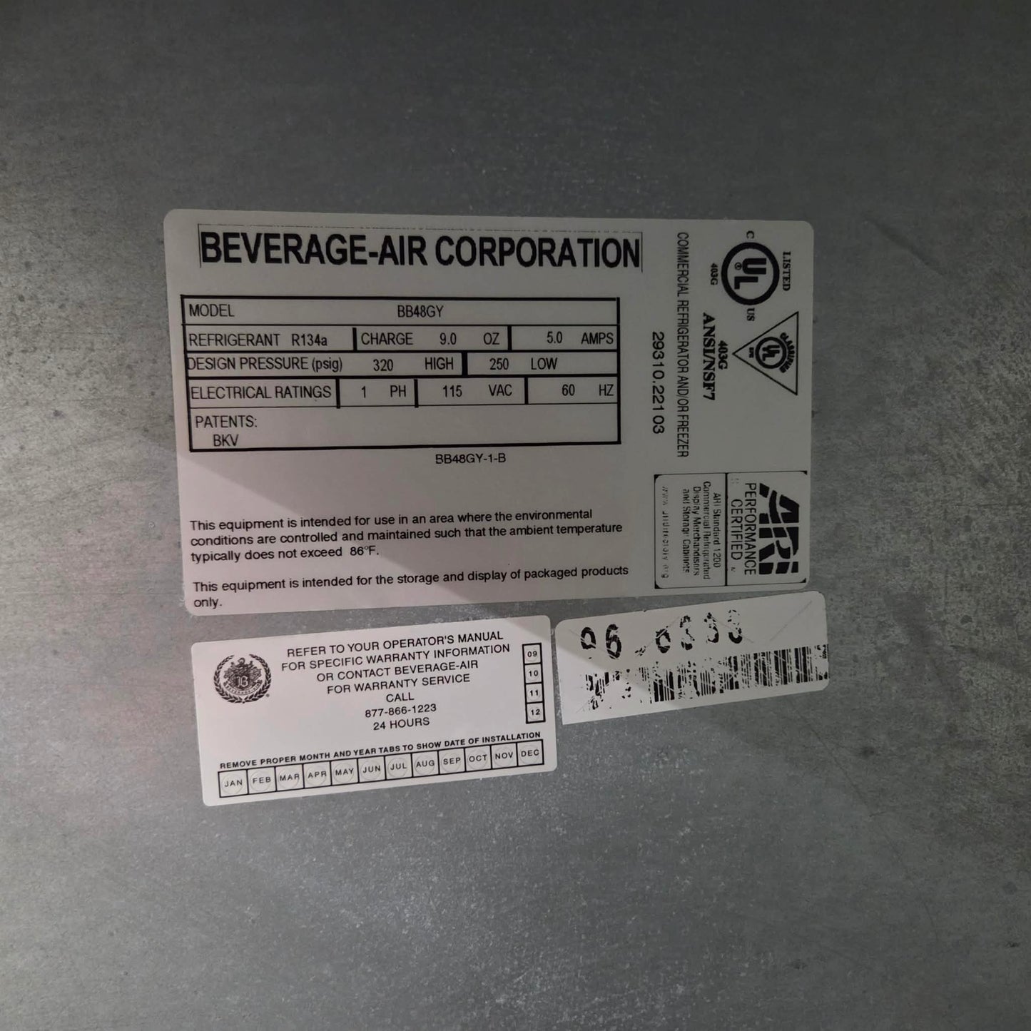 [USED] Beverage-Air BB48GY 48" 2 Glass Door Back Bar Refrigerator