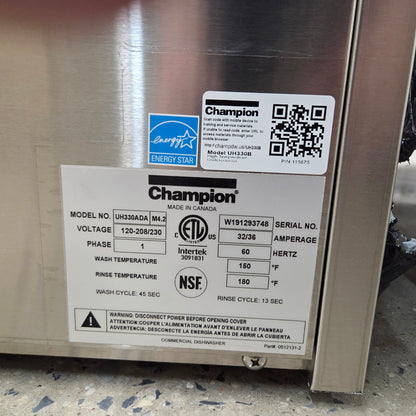Champion UH330ADA Undercounter Dishwashing Machine -208-240V [OPEN-BOX]