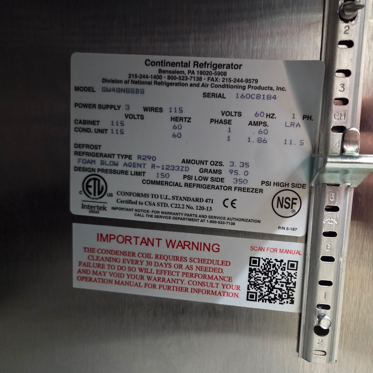 Continental SW48NBS 48" Worktop Refrigerator w/ Backsplash & Left-Side Drawers [OPEN-BOX]