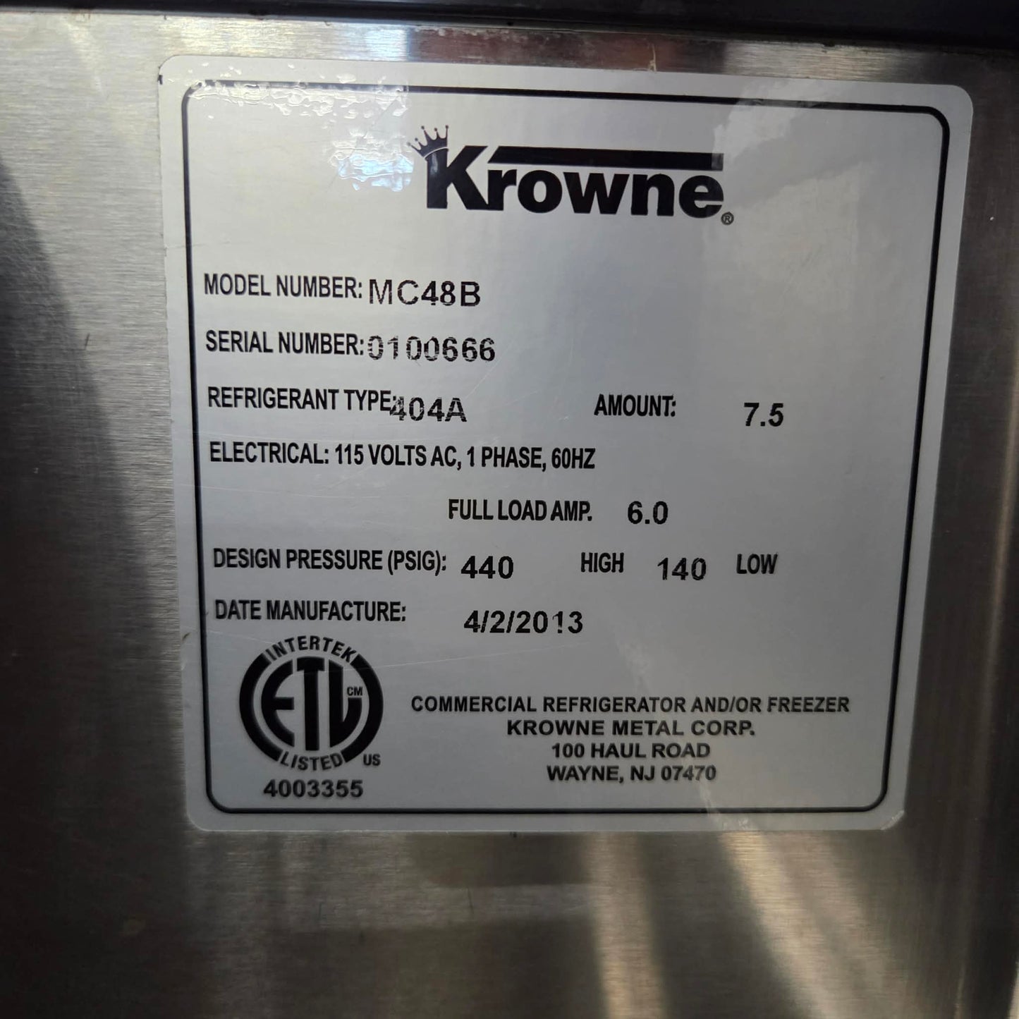 [USED] Krowne MC48B 48" Black Mug Froster with Sliding Top