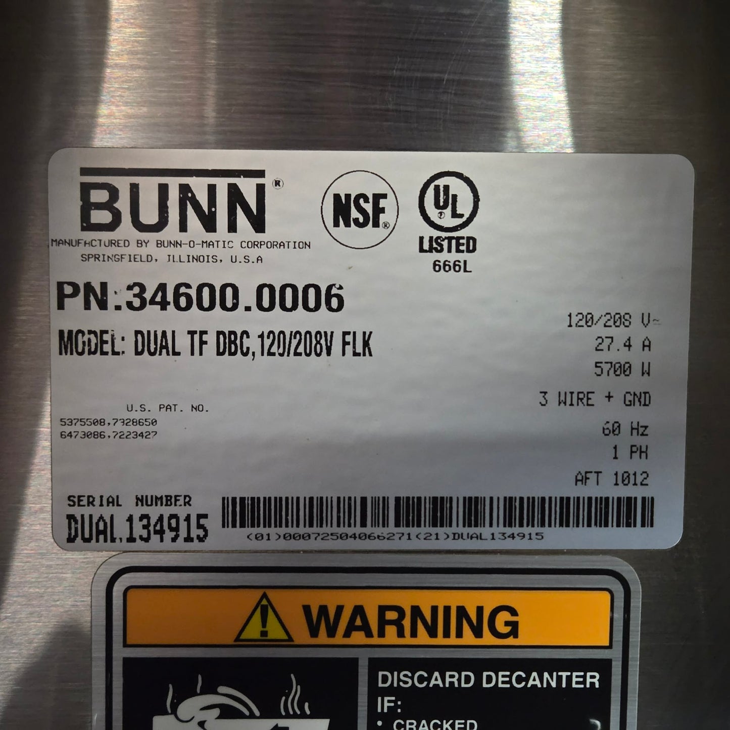 [USED] Bunn TF DBC Digital Satellite Coffee Brewer w/ Funnel Lock - 120/240V