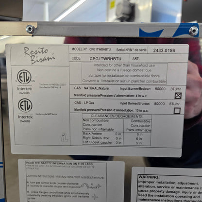 Rosito Bisani CPG1 12 Gallon Natural Gas Single Tank Pasta Cooker [OPEN-BOX]