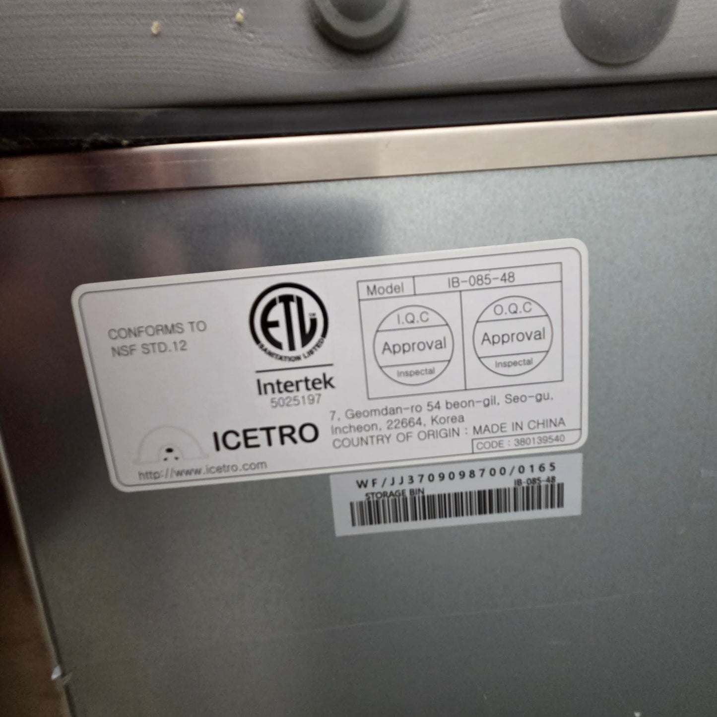 ICETRO IM-2000-AC/IB-085-48 Maestro Air Cooled Full Cube Ice Machine (2032lb/24hr) w/ 816 lb Storage Bin [OPEN-BOX]