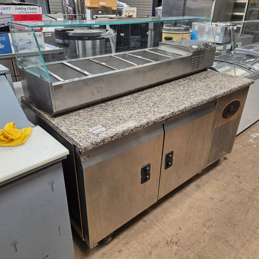 [USED] Marra Forni PIZZA65A 65" Granite Top Pizza Prep Table w/ Topping Rail