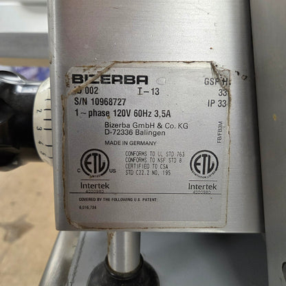 [USED] Bizerba GSP-H 33 13" Heavy-Duty Manual Gravity Feed Meat Slicer