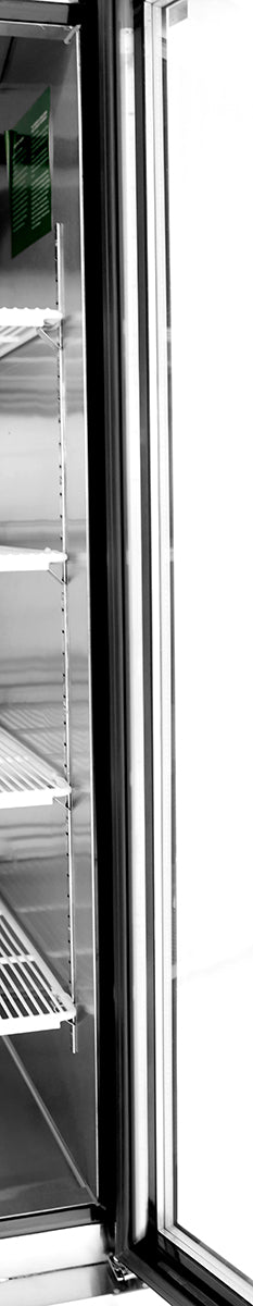 Atosa MCF8721ES 54" Two Section 2 Hinged Glass Door Black Steel Exterior Freezer Merchandiser