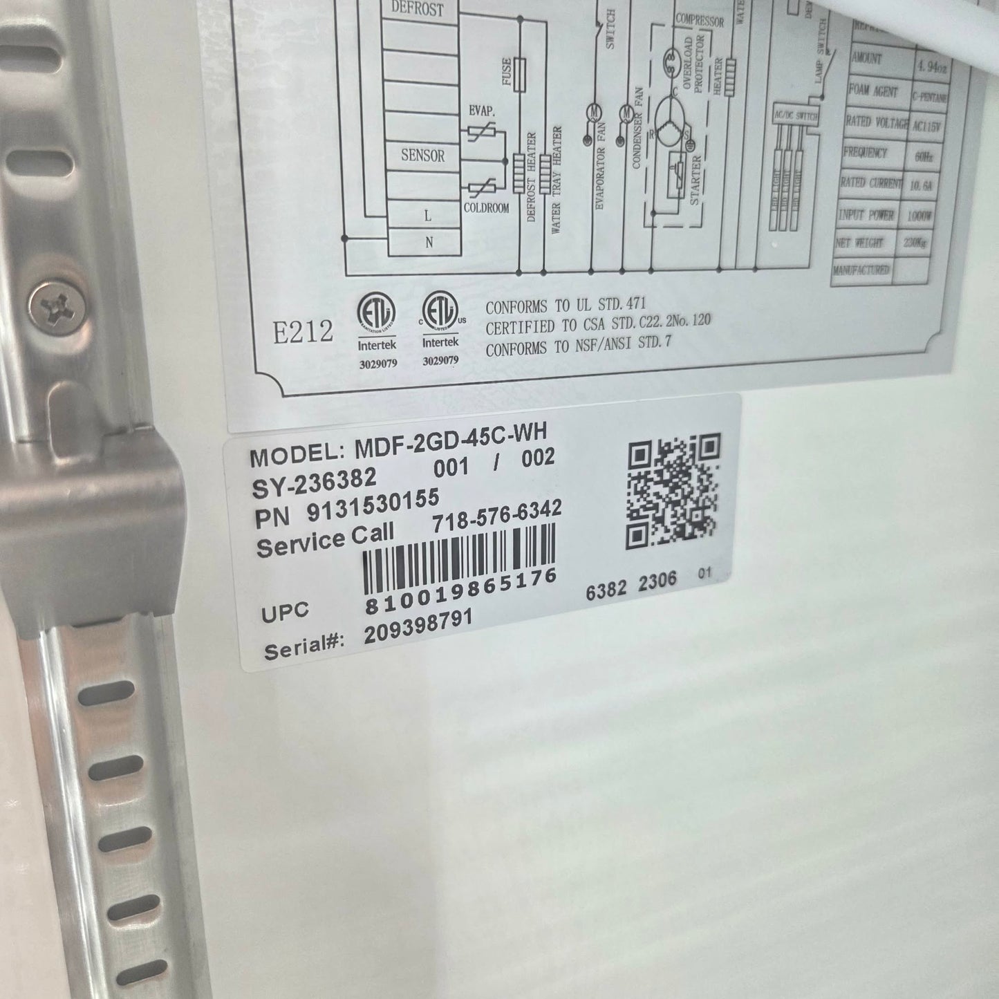 [USED] Koolmore MDF-2GD-45C-WH 53" 2 Glass Door Merchandiser Freezer