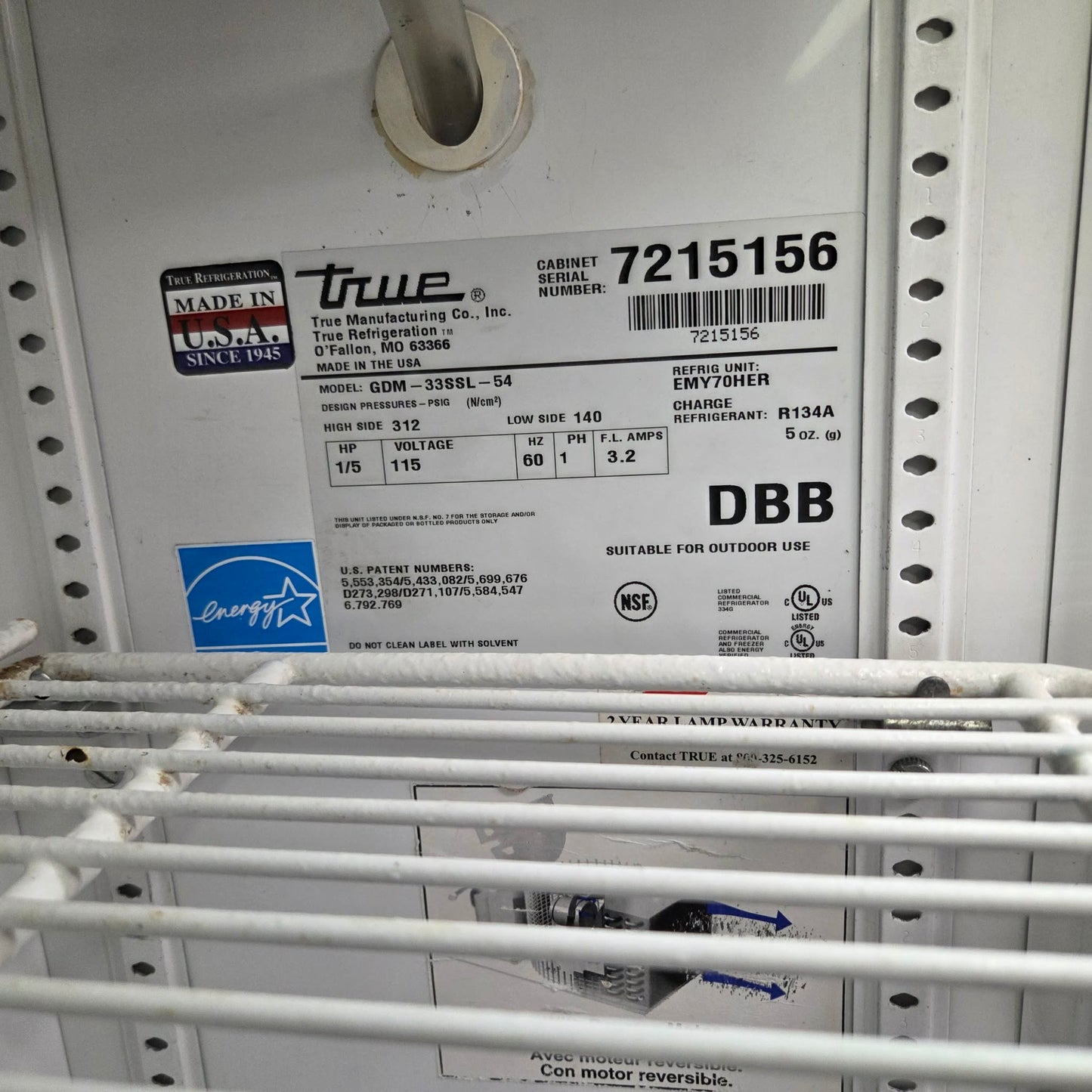 [USED] True GDM-33SSL-54-LD 36" 2 Sliding Glass Door Narrow Merchandiser Refrigerator (54" Height)