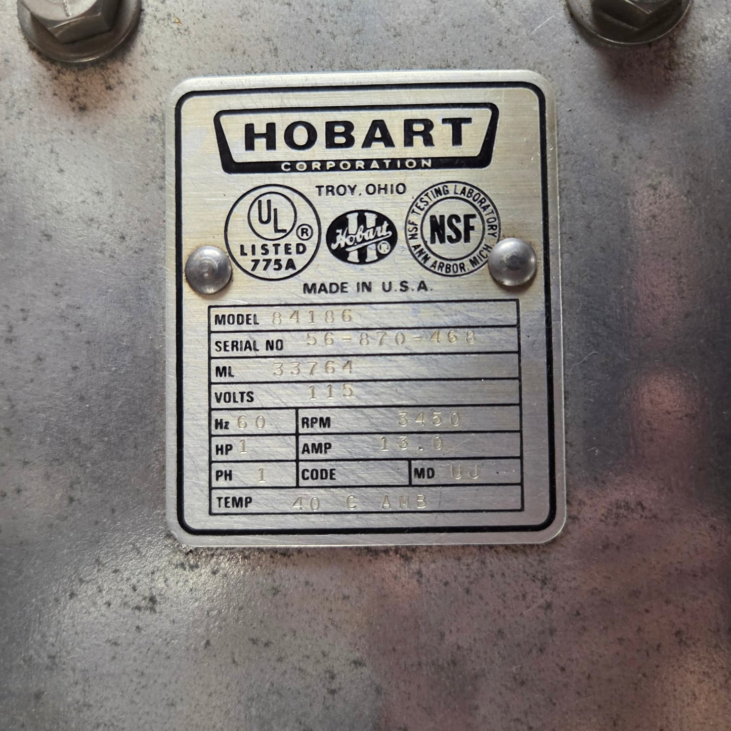 [USED] Hobart 84186-1 15 lb. Buffalo Chopper Food Processor w/ #12 Hub