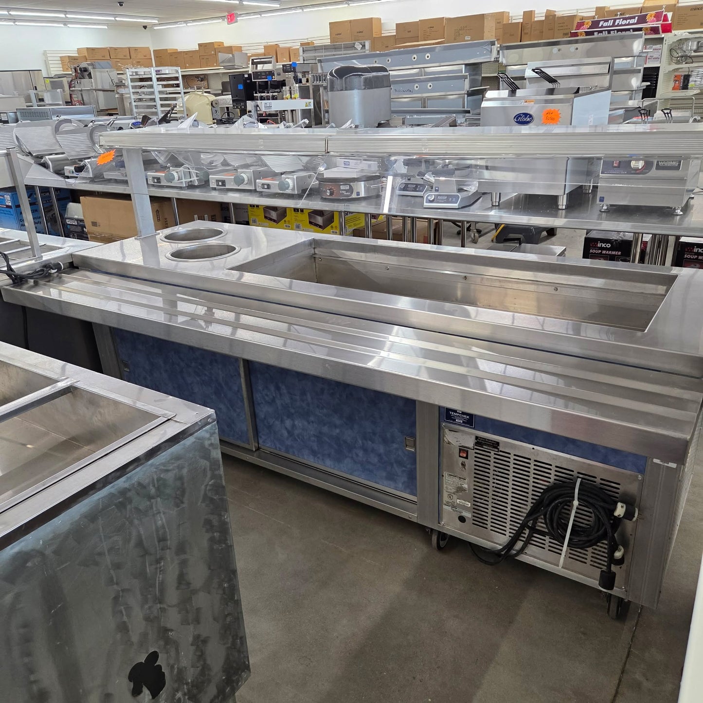 [USED] Custom 93" Serving Counter w/ Refrigerated Well & (2) Heated Wells