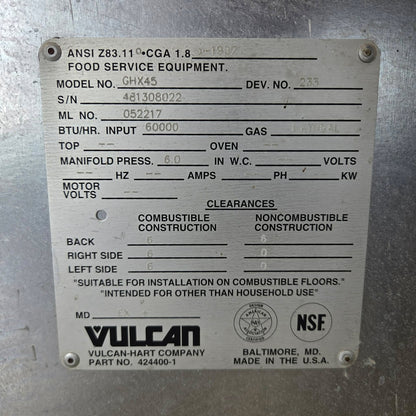 [USED] Vulcan GHX45 17" W Heavy Duty Natural Gas 2 Burner Range
