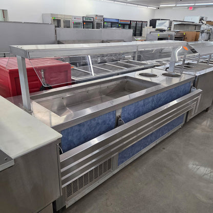 [USED] Custom 93" Serving Counter w/ Refrigerated Well & (2) Heated Wells