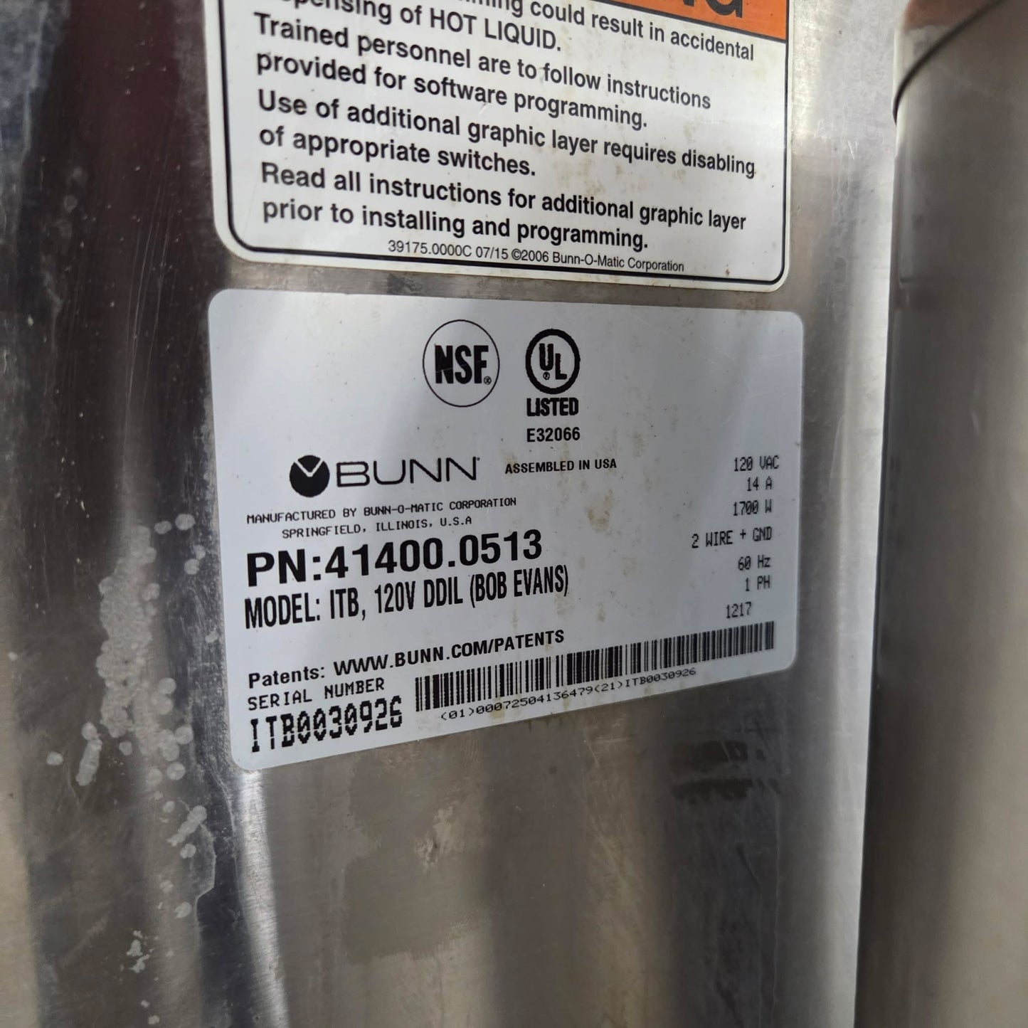 [USED] Bunn 41400.0000 ITB 3 Gallon Iced Tea Brewer with Digital Controls - 120V