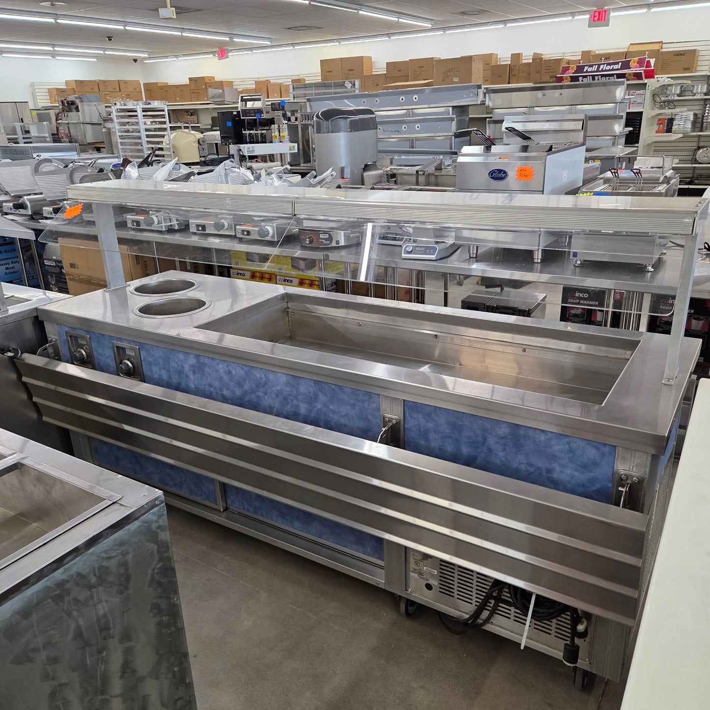 [USED] Custom 93" Serving Counter w/ Refrigerated Well & (2) Heated Wells