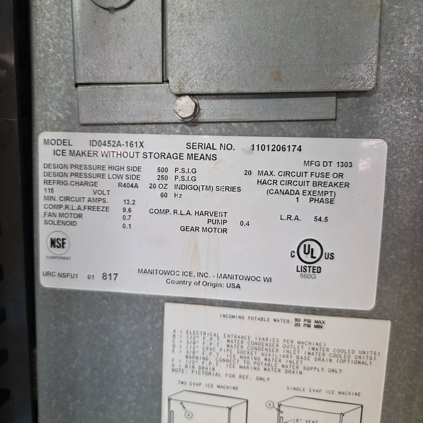 [USED] Manitowoc IDT0450A Indigo NXT 30" Air Cooled Dice Ice Machine w/ Bin (470lb/24hr)