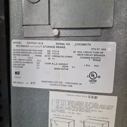 [USED] Manitowoc IDT0450A Indigo NXT 30" Air Cooled Dice Ice Machine w/ Bin (470lb/24hr)