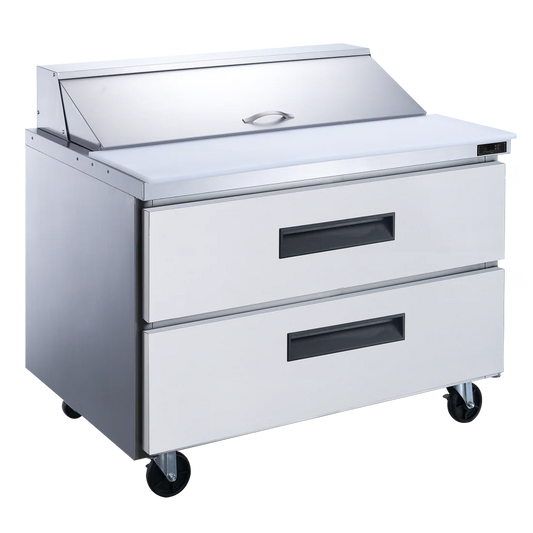 Dukers DSP36-10-D2 36" 2-Drawer Commercial Food Prep Table Refrigerator in Stainless Steel