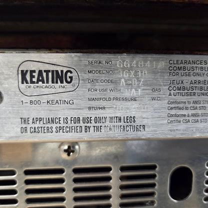 [USED] Keating 36X30FT 36" Miraclean Natural Gas Front Trough Griddle