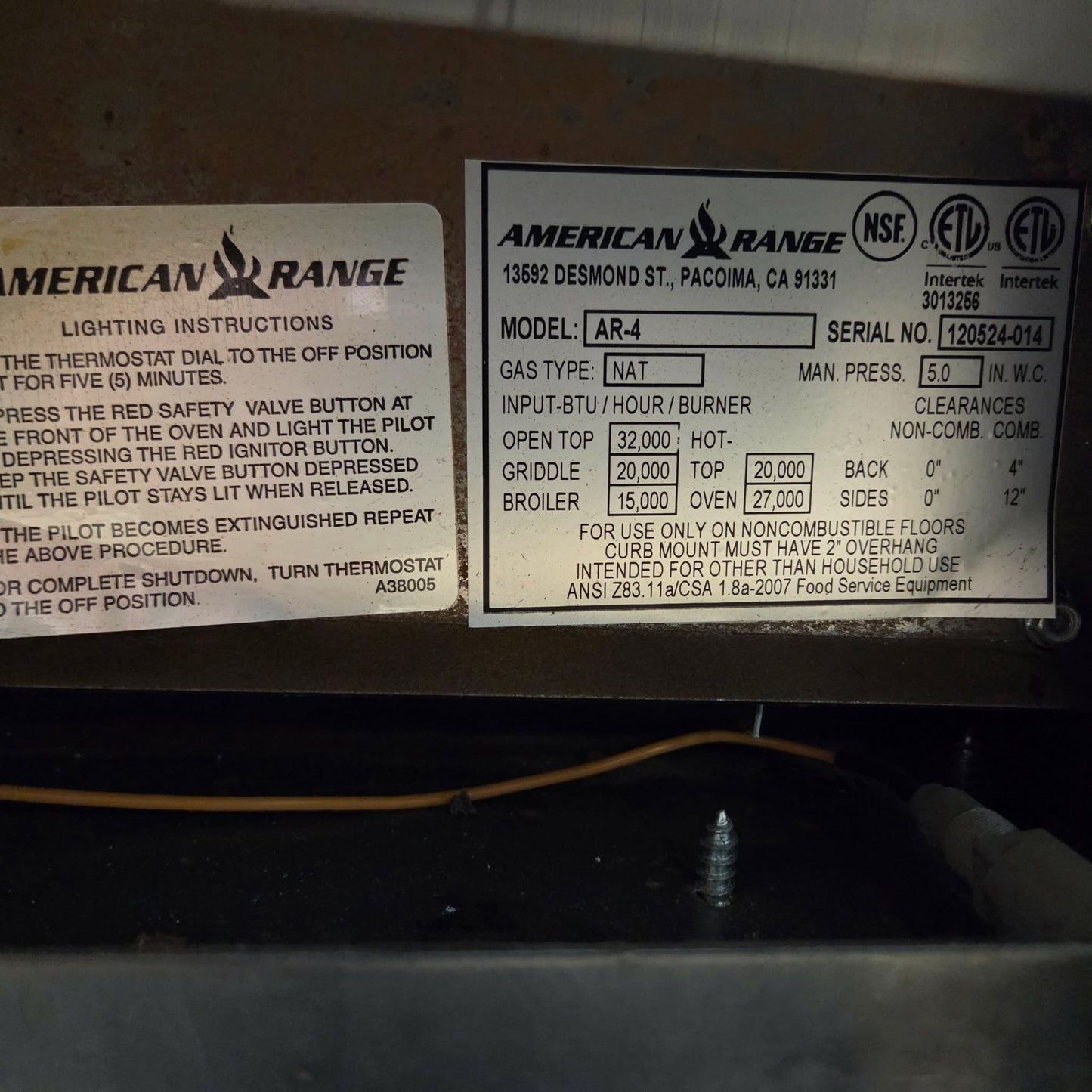 [USED] American Range AR-4 24" 4 Burner Natural Gas Range w/ Space Saver Oven
