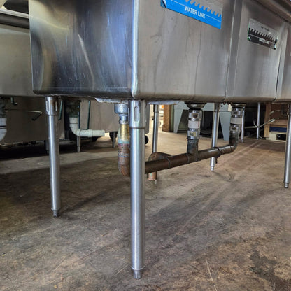 [USED] 102" 3 Compartment Stainless Steel Sink w/ Drainboards (18" x 24" Bowl Size)