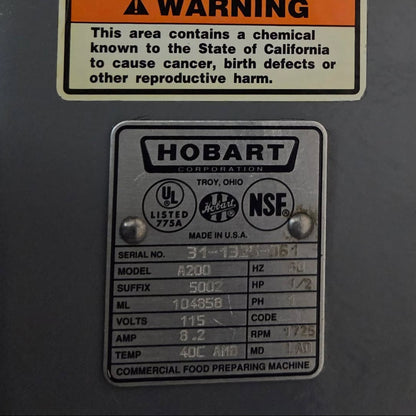 [USED] Hobart A200 20 Qt. Dough Mixer w/ Timer - 115V