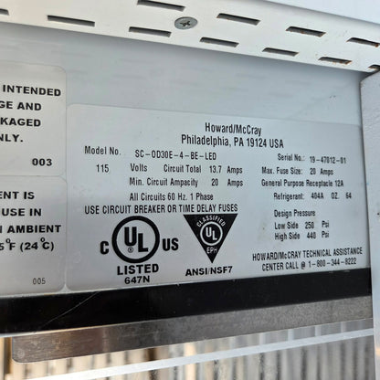 [USED] Howard McCray SC-OD30E-4-BE-LED 51" Vertical Open Air Merchandiser Refrigerator