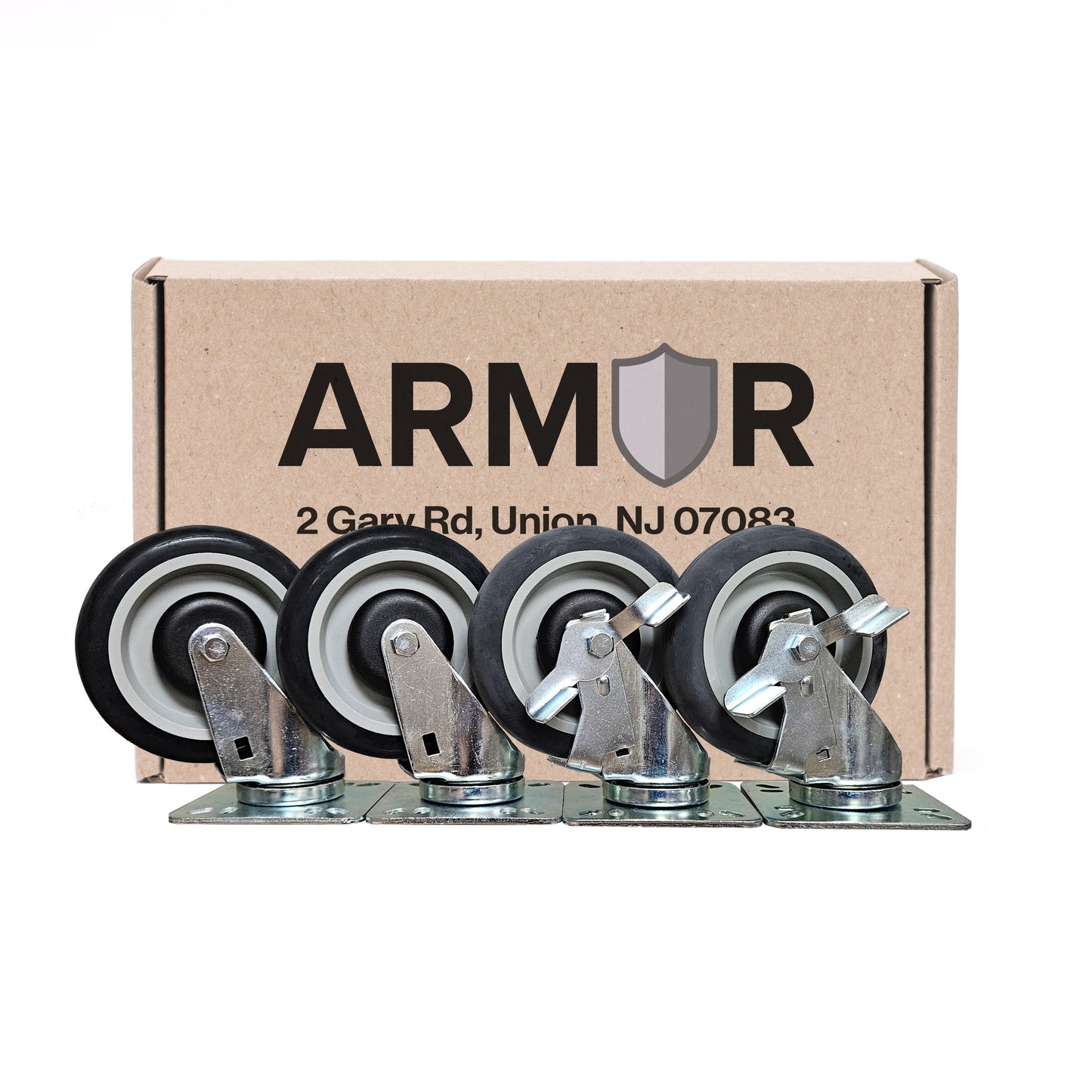 5" Heavy Duty (4" x 4" Plate) Rubber Casters (Set of 4)