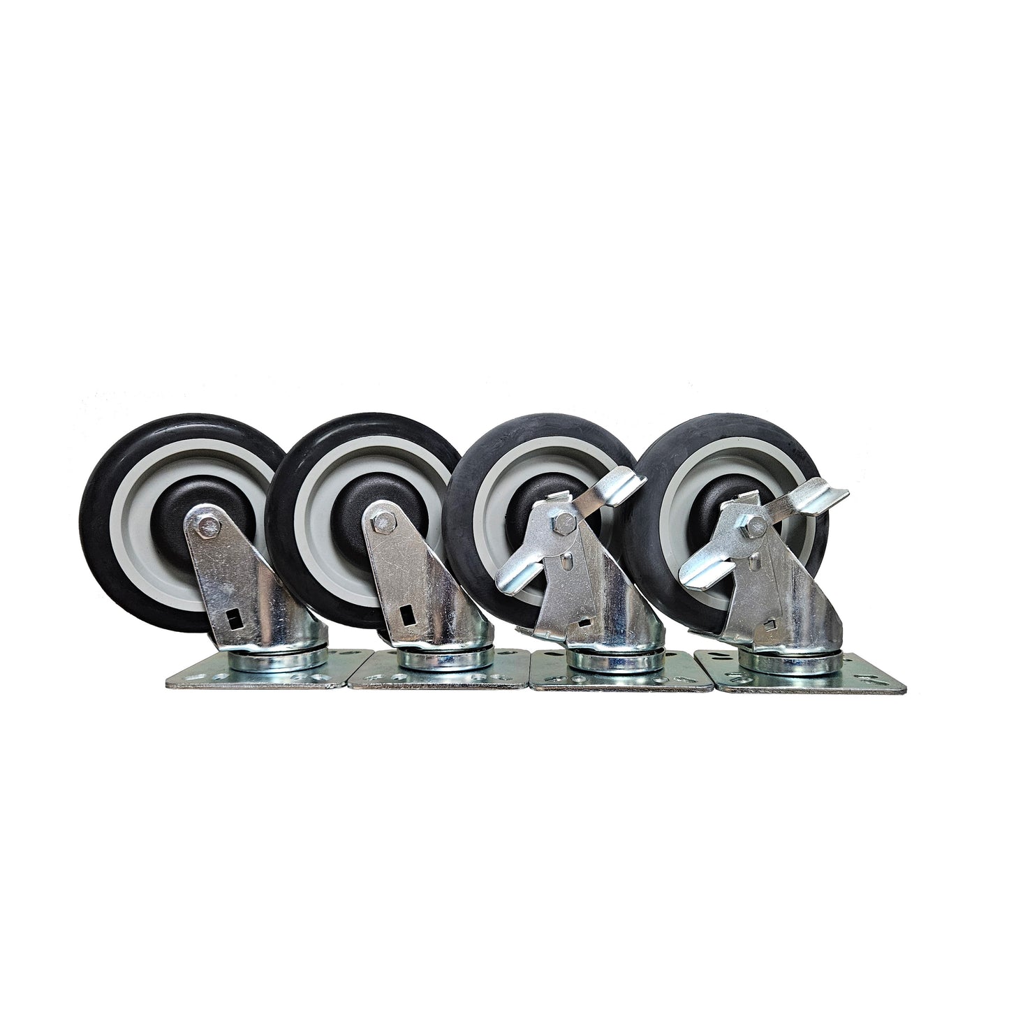 5" Heavy Duty (4" x 4" Plate) Rubber Casters (Set of 4)