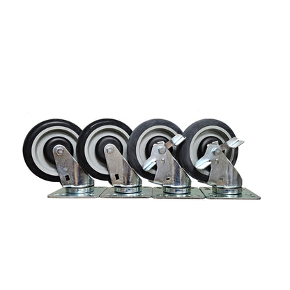 5" Heavy Duty (4" x 4" Plate) Rubber Casters (Set of 4)