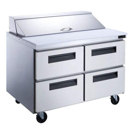 Dukers DSP48-18M-D4 48" 4-Drawer Megatop Commercial Food Prep Table Refrigerator in Stainless Steel