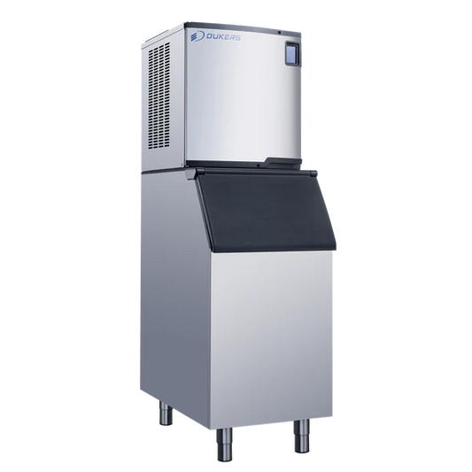Dukers DIM500A Commercial Ice Machine with 352 lb Storage Bin – 496 lb Daily Production
