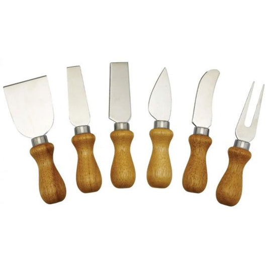 Winco KCS-6W 6-Piece Cheese Knife Set with Wooden Handle