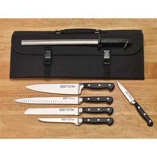 Winco KFP-KITA 7-Piece Cutlery Set with Shears and Knife Bag