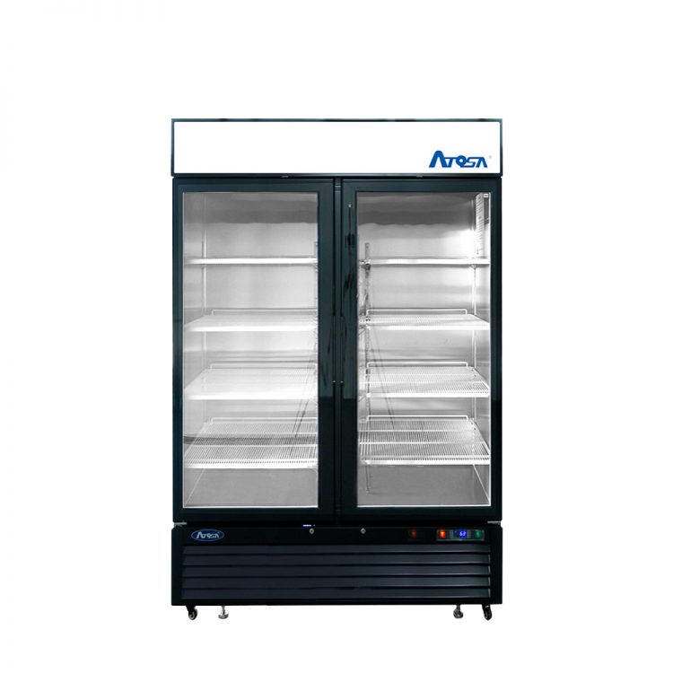 Atosa MCF8732GR 39" Two Section 2 Hinged Glass Door Black Steel Exterior Freezer Merchandiser