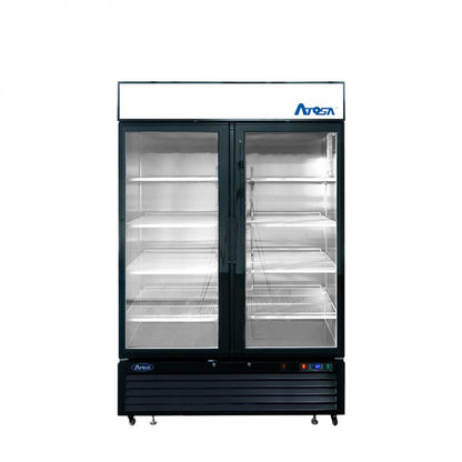 Atosa MCF8732GR 39" Two Section 2 Hinged Glass Door Black Steel Exterior Freezer Merchandiser