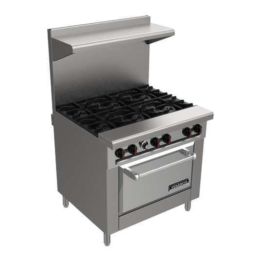 Venancio R36ST-36B Restaurant Series Elite 36" 6 Burner Gas Range w/ Standard Oven
