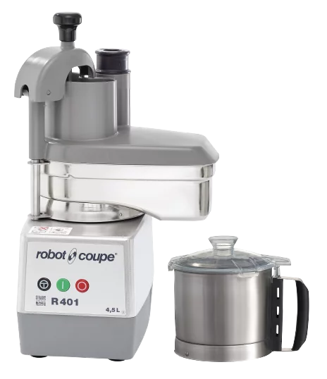 Robot Coupe R401 Combination Food Processor with 4.5 Qt. Stainless Steel Bowl, Continuous Feed & 2 Discs