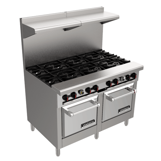 Venancio R48ST-48B Restaurant Series Elite 48" 8 Burner Gas Range w/ 2 Standard Ovens