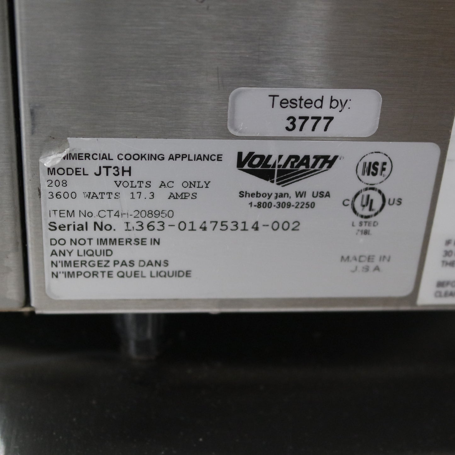 [USED] Vollrath CT4H-208950 JT3H Conveyor Toaster (950 Slices/hr) - 208V