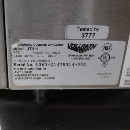 [USED] Vollrath CT4H-208950 JT3H Conveyor Toaster (950 Slices/hr) - 208V