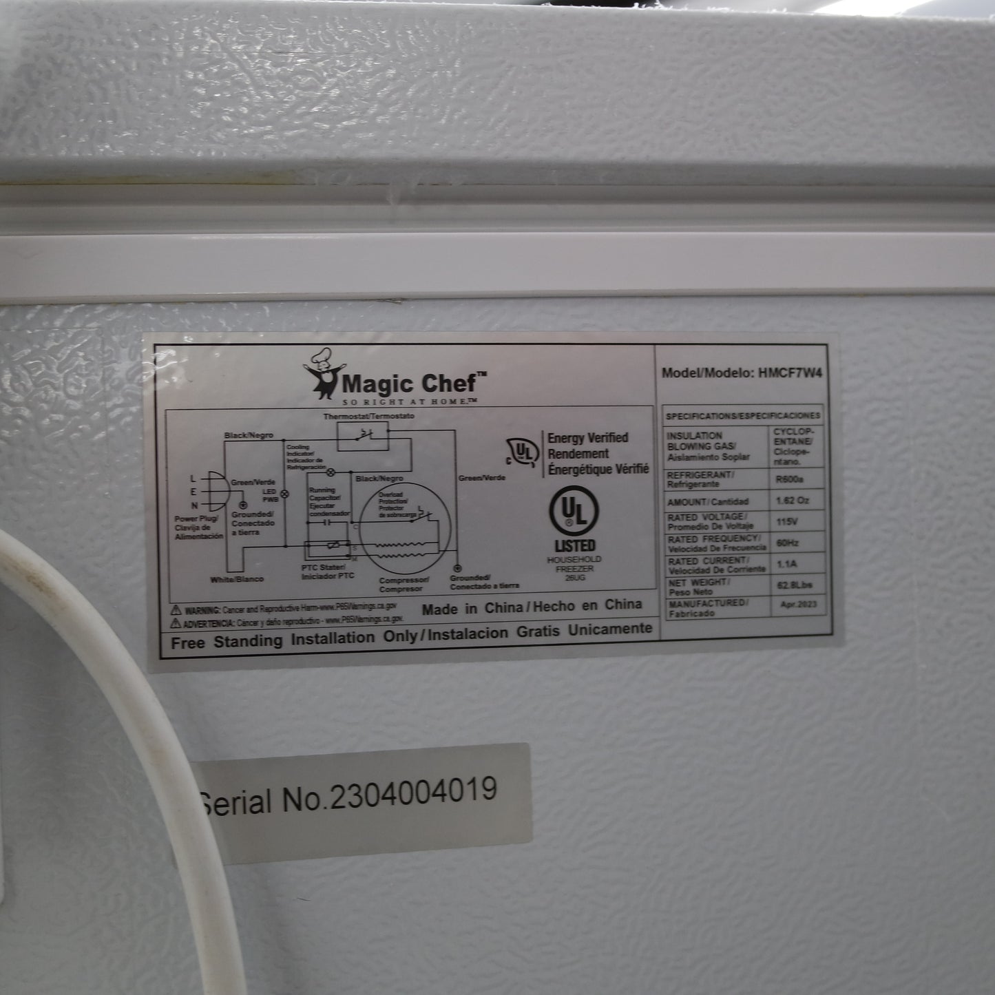 [USED] Magic Chef 36" 7.0 Cu. Ft Chest Freezer