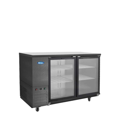 Atosa SBB48GGRAUS2 48" Black Exterior Two Glass Door Shallow Depth Back Bar Cooler