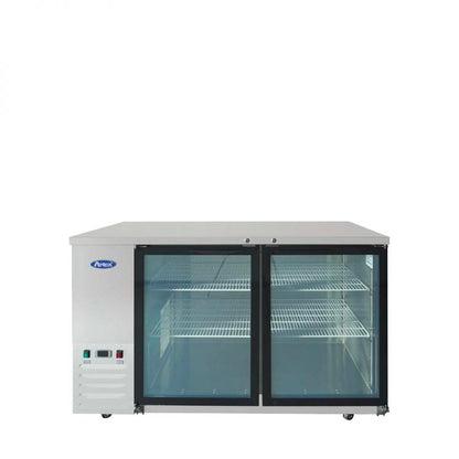 Atosa SBB59GGRAUS1 57" Stainless Steel Exterior Two Glass Door Shallow Depth Back Bar Cooler