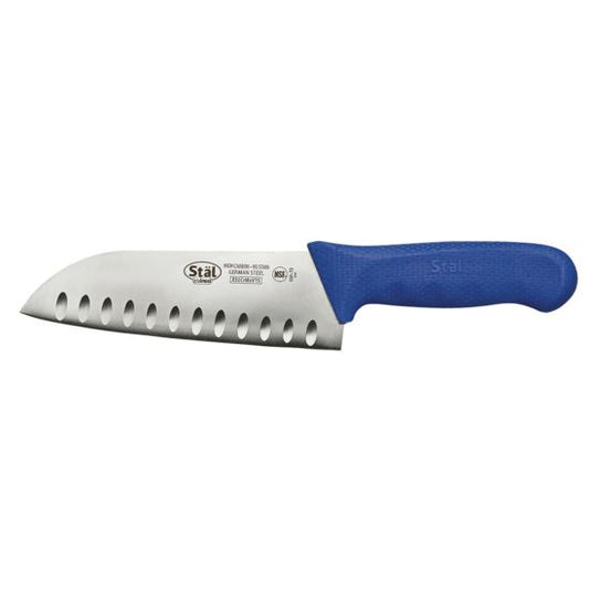 Winco KWP-70U Stal 7" Santoku Knife with Blue Handle