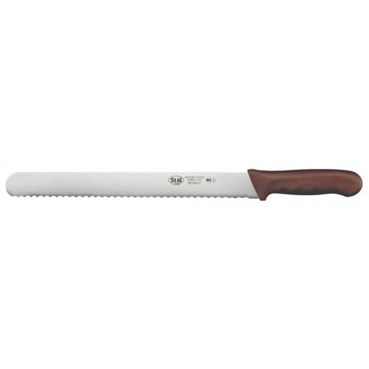 Winco KWP-121N Stal 12" Straight Bread Knife with Brown Handle